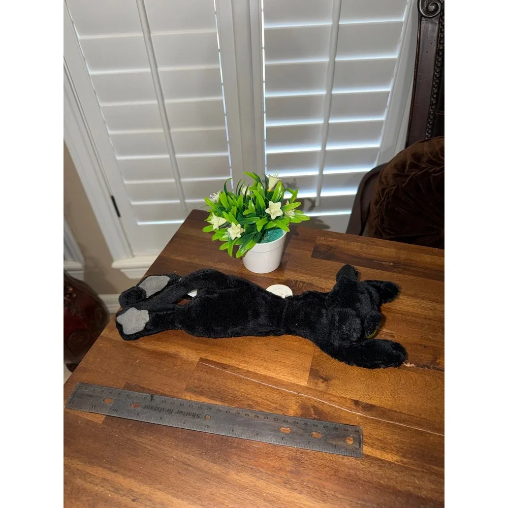 Manhattan Toy Company Black Cat Plush Ziggy green Eyes Floppy Stuffed Animal 12